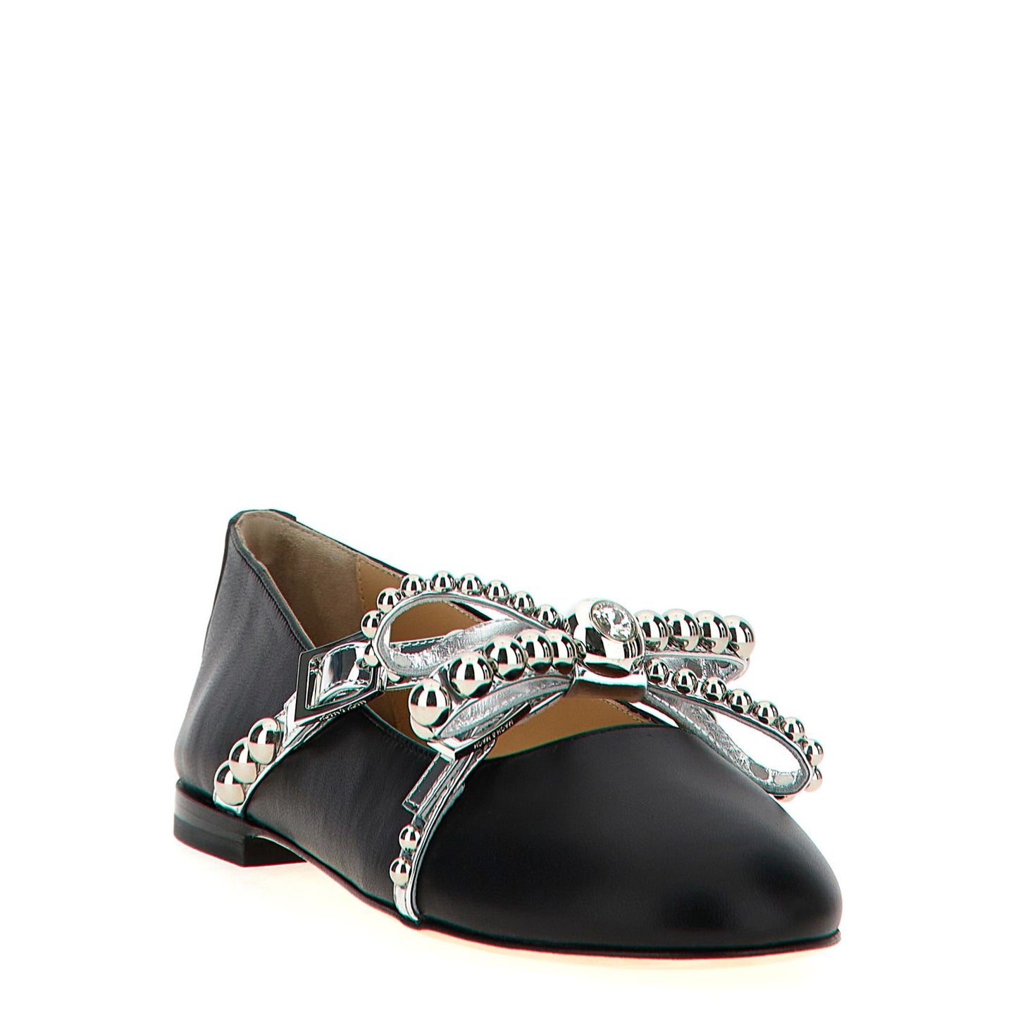 MACH & MACH Black Leather Ballet Flats