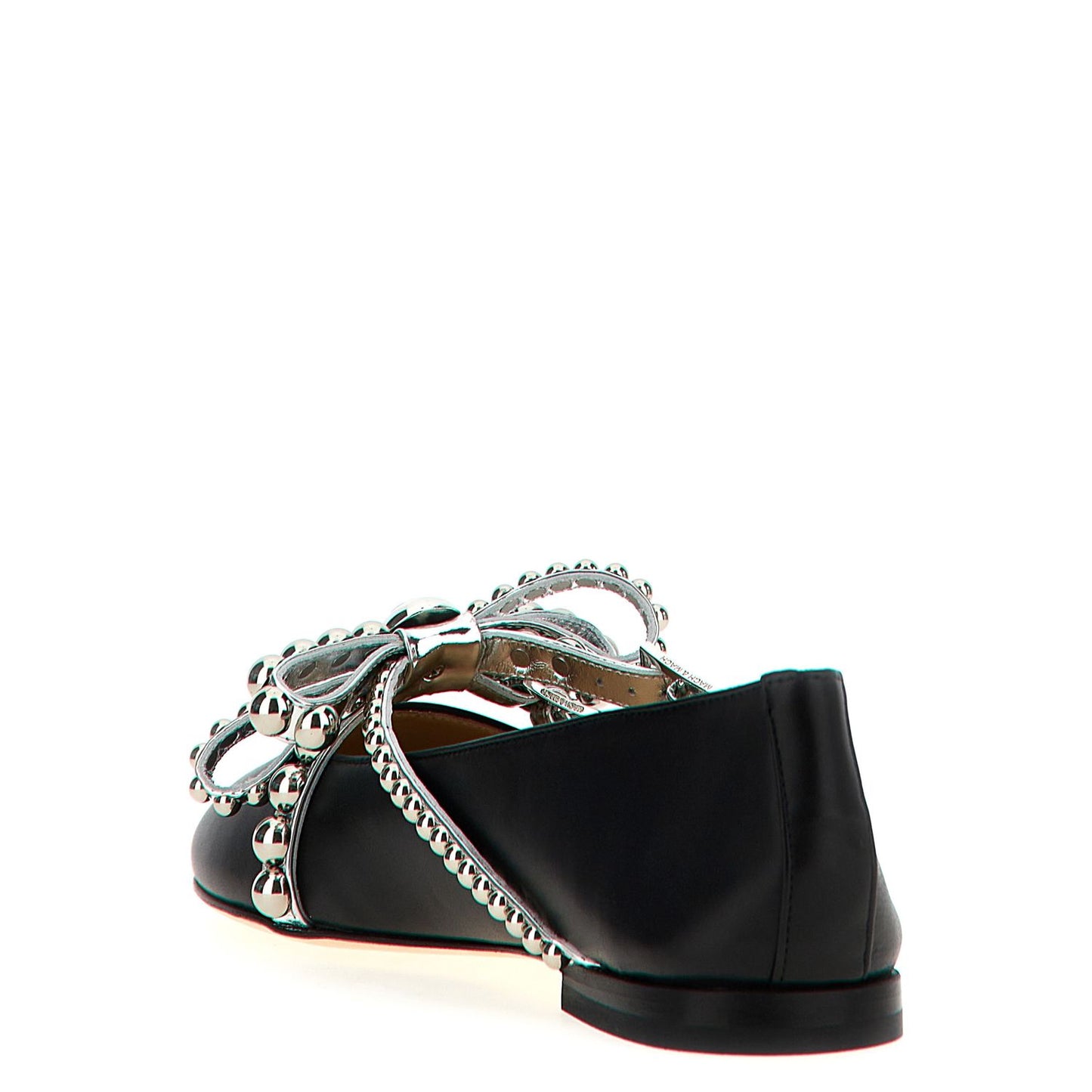 MACH & MACH Black Leather Ballet Flats