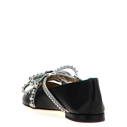 MACH & MACH Black Leather Ballet Flats