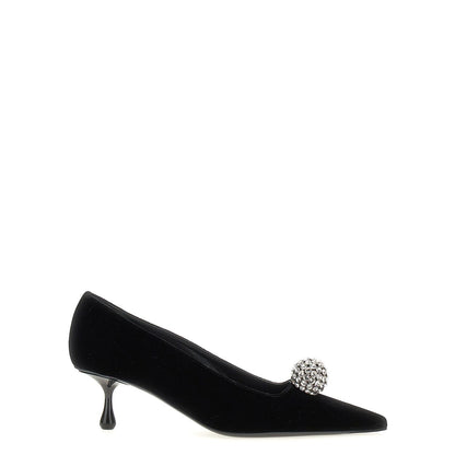 Jimmy Choo Black Textile Mid Heel Pumps