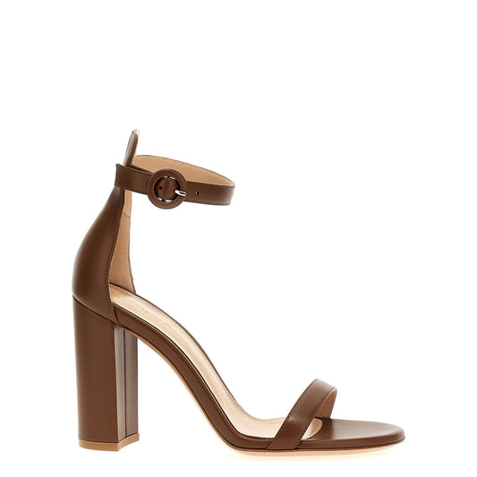 Gianvito Rossi Brown Goatskin Stiletto Heel Sandals