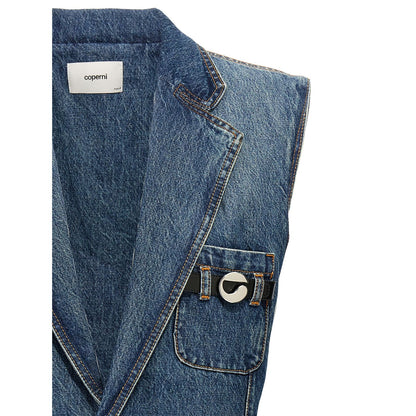 Coperni Blue Cotton Sleeveless Jacket