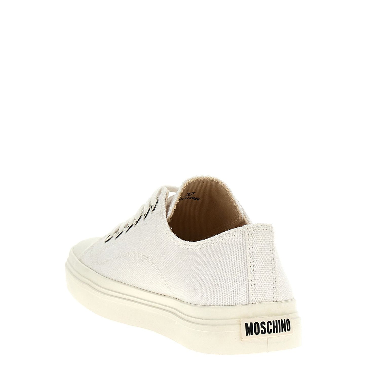 Moschino White Cotton Low Top Sneakers