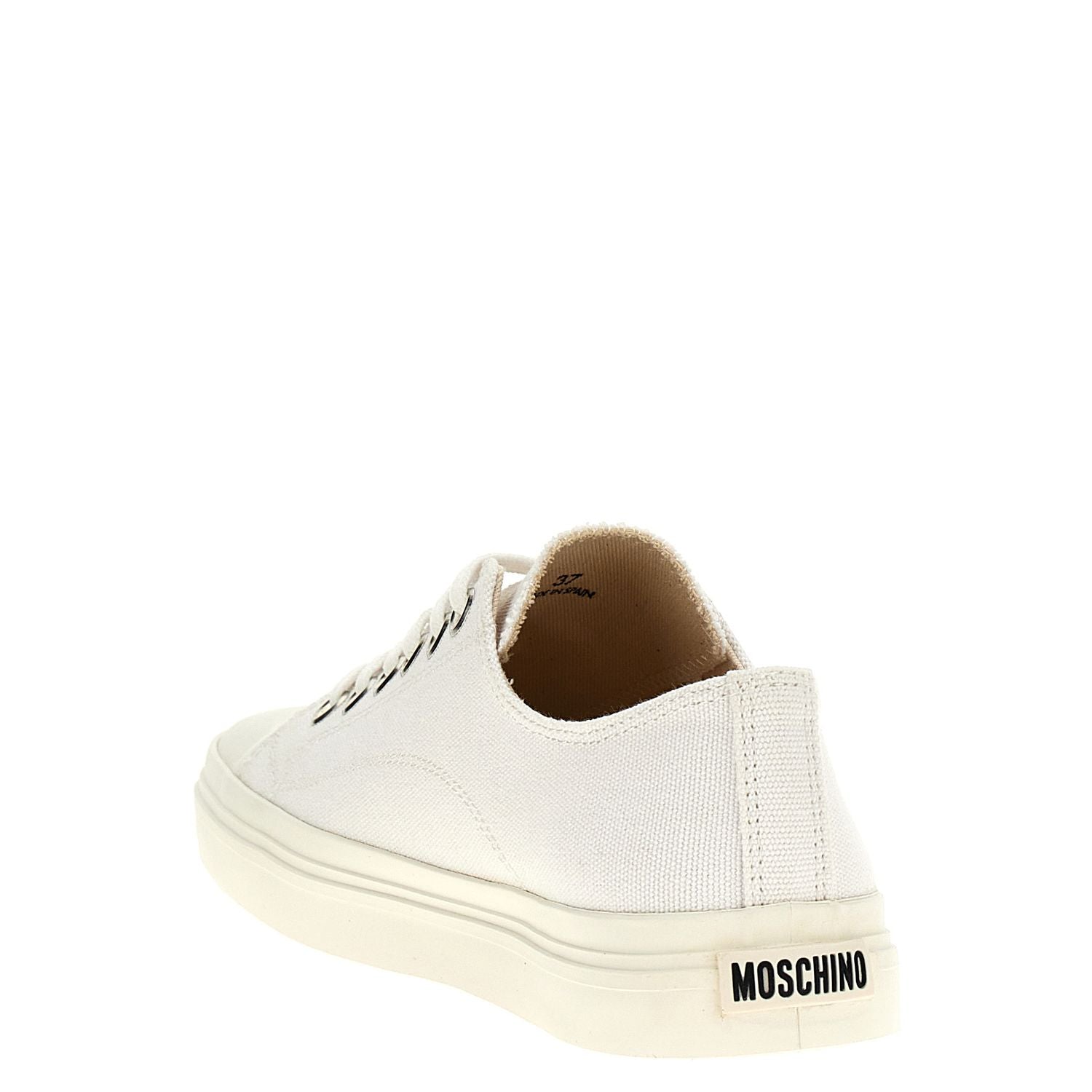 Moschino White Cotton Low Top Sneakers
