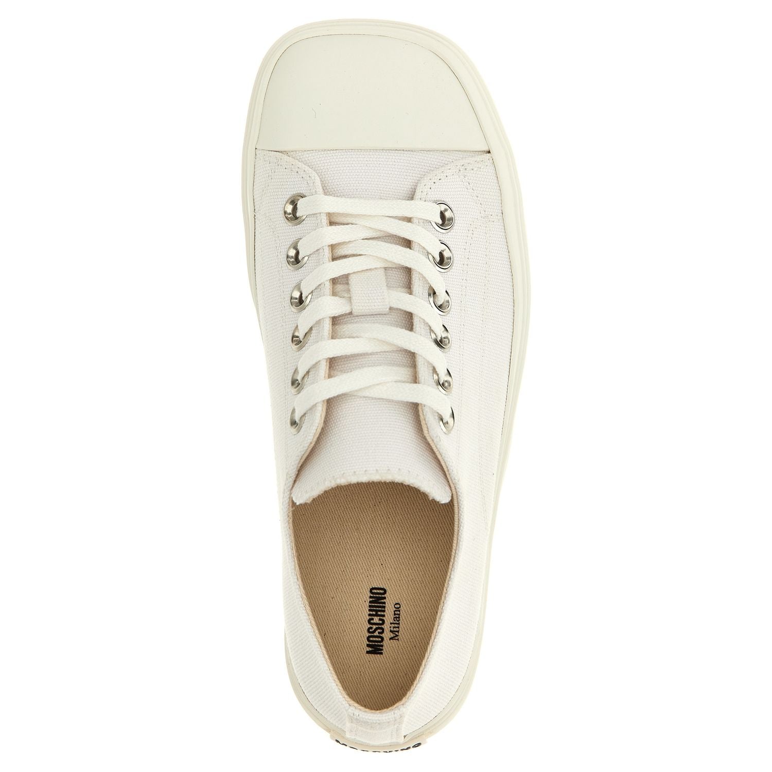 Moschino White Cotton Low Top Sneakers