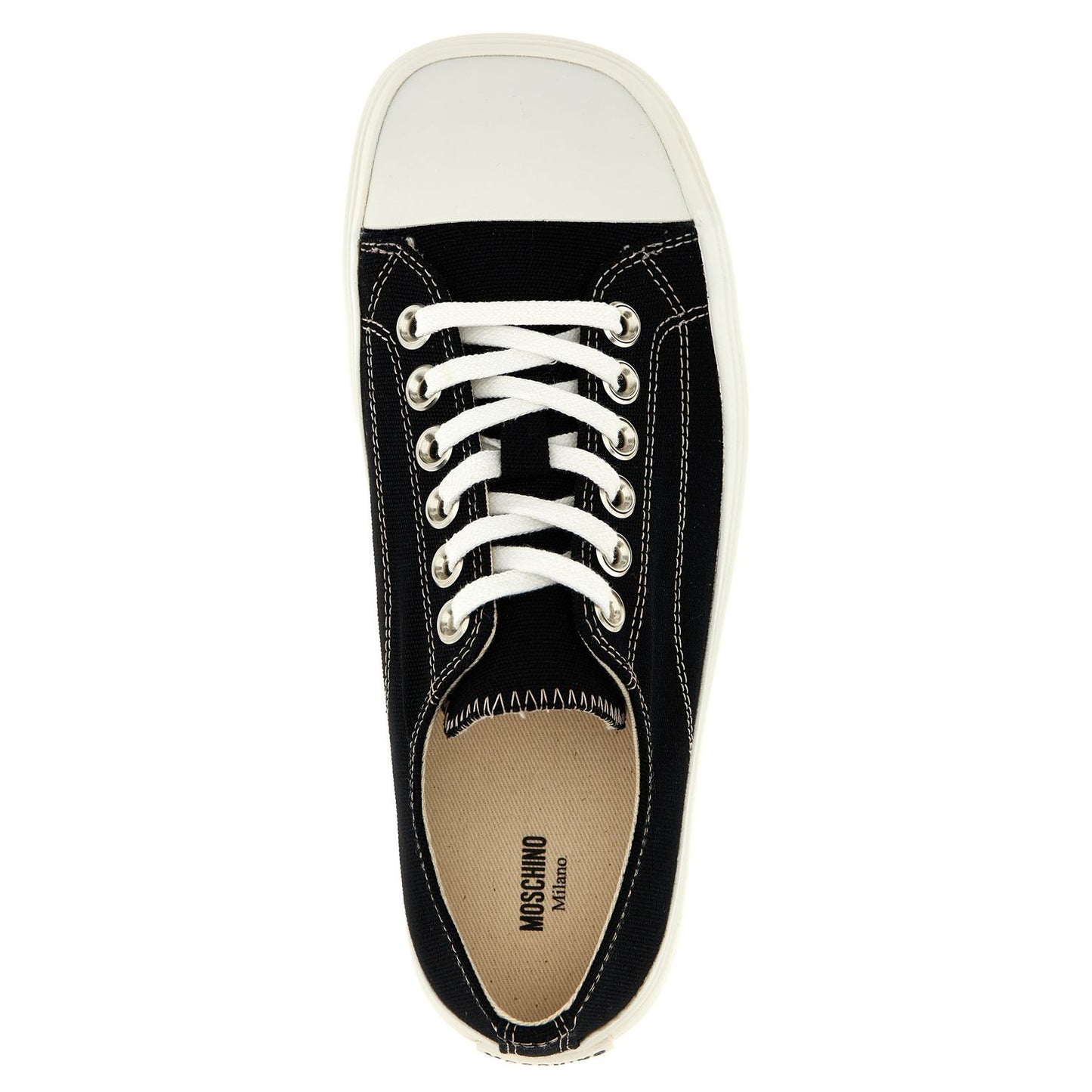 Moschino Black Cotton Low Top Sneakers