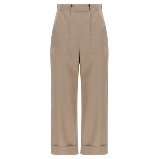 Max Mara Beige Cotton Casual Pants