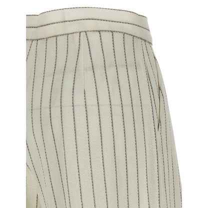 Max Mara White Cotton Casual Pants