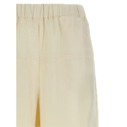 Max Mara White Flax Casual Pants