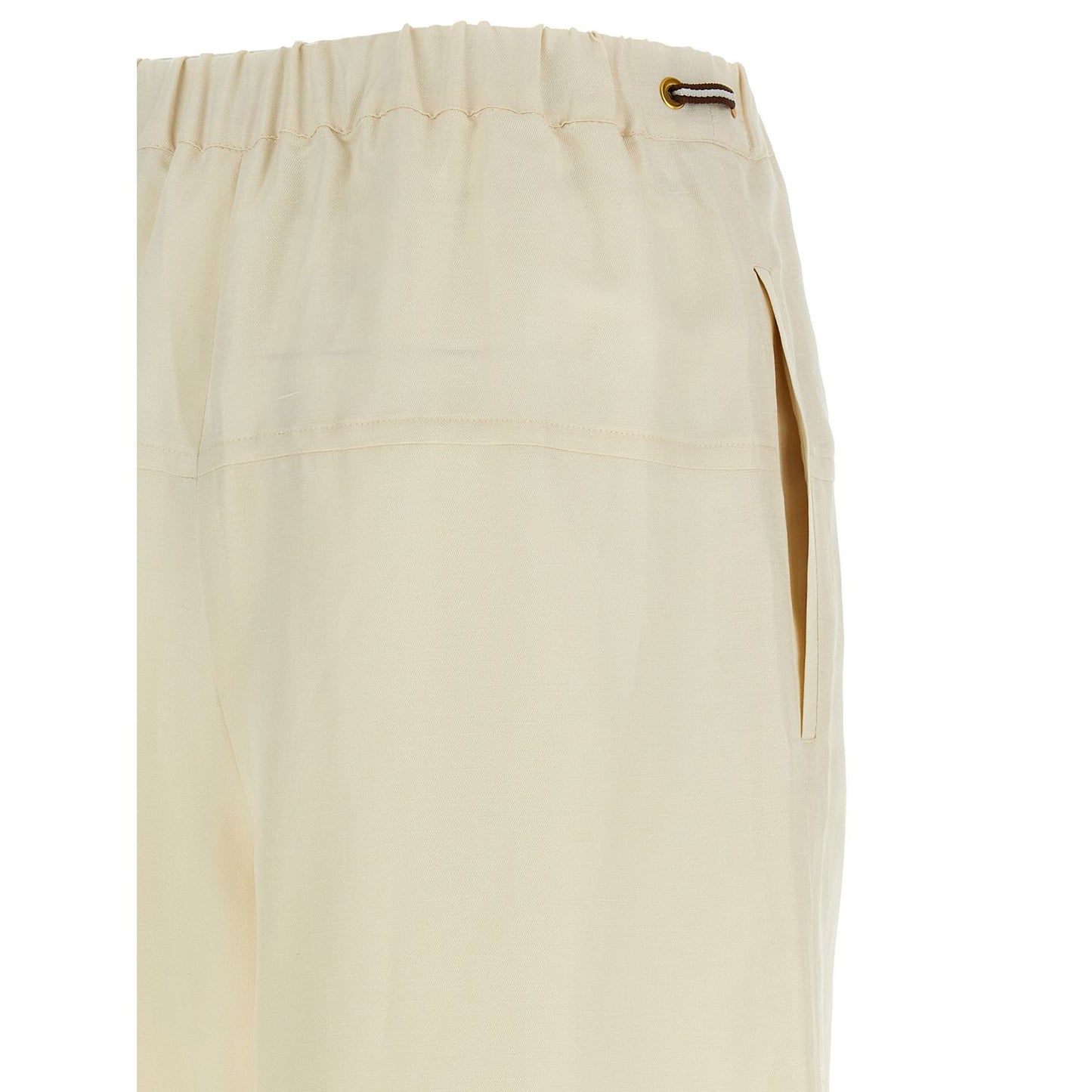 Max Mara White Flax Casual Pants