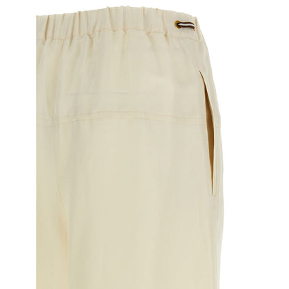 Max Mara White Flax Casual Pants