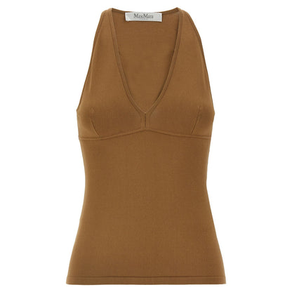 Max Mara Brown Viscose Sleeveles T-Shirt