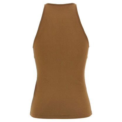 Max Mara Brown Viscose Sleeveles T-Shirt
