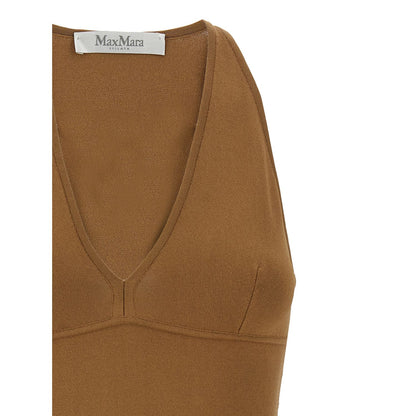 Max Mara Brown Viscose Sleeveles T-Shirt