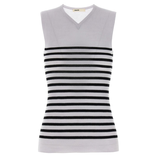 Khaite Bicolor Wool Sleeveles T-Shirt