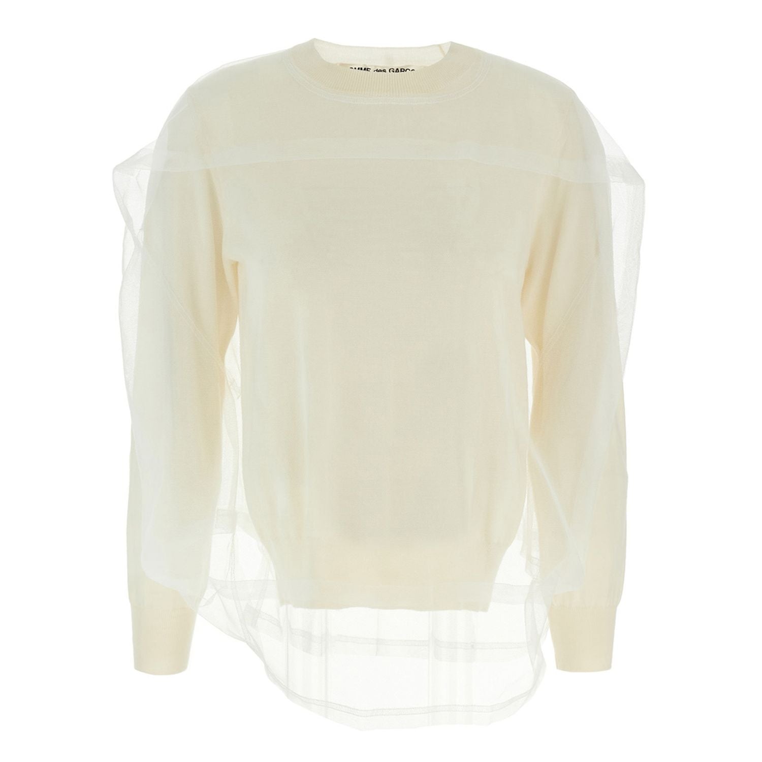 Comme Des Garçons White Wool Cardigan