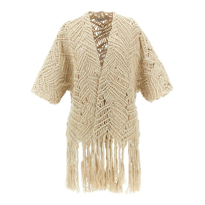 Brunello Cucinelli Beige Silk Cardigan