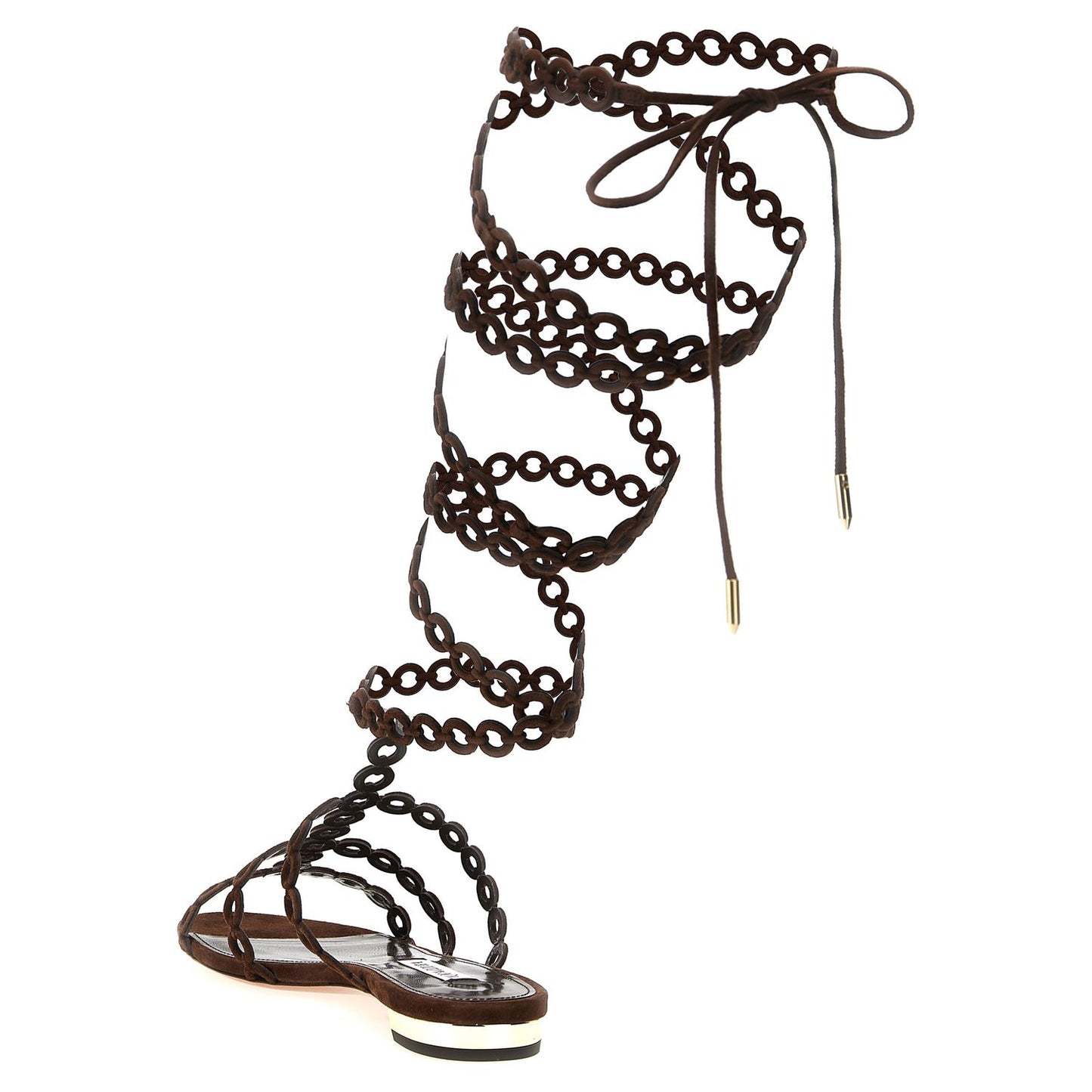 Aquazzura Brown Goatskin Flat Sandals