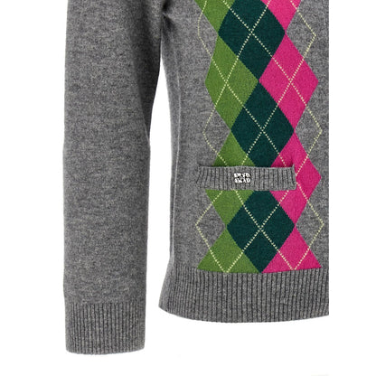 Ganni Gray Merino Wool Cardigan