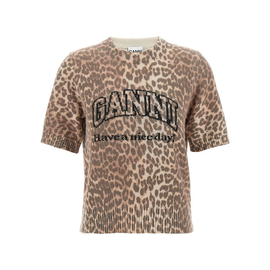 Ganni Brown Wool T-Shirt