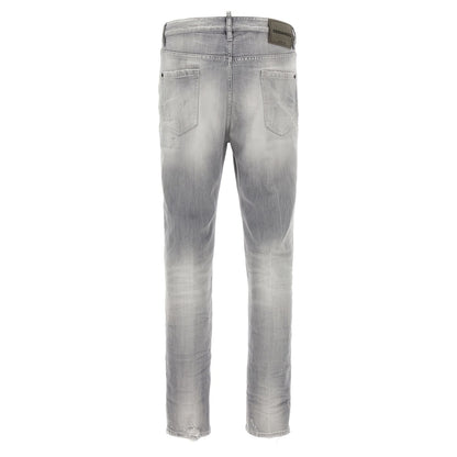 Dsquared² Gray Cotton Straight-Leg Jeans