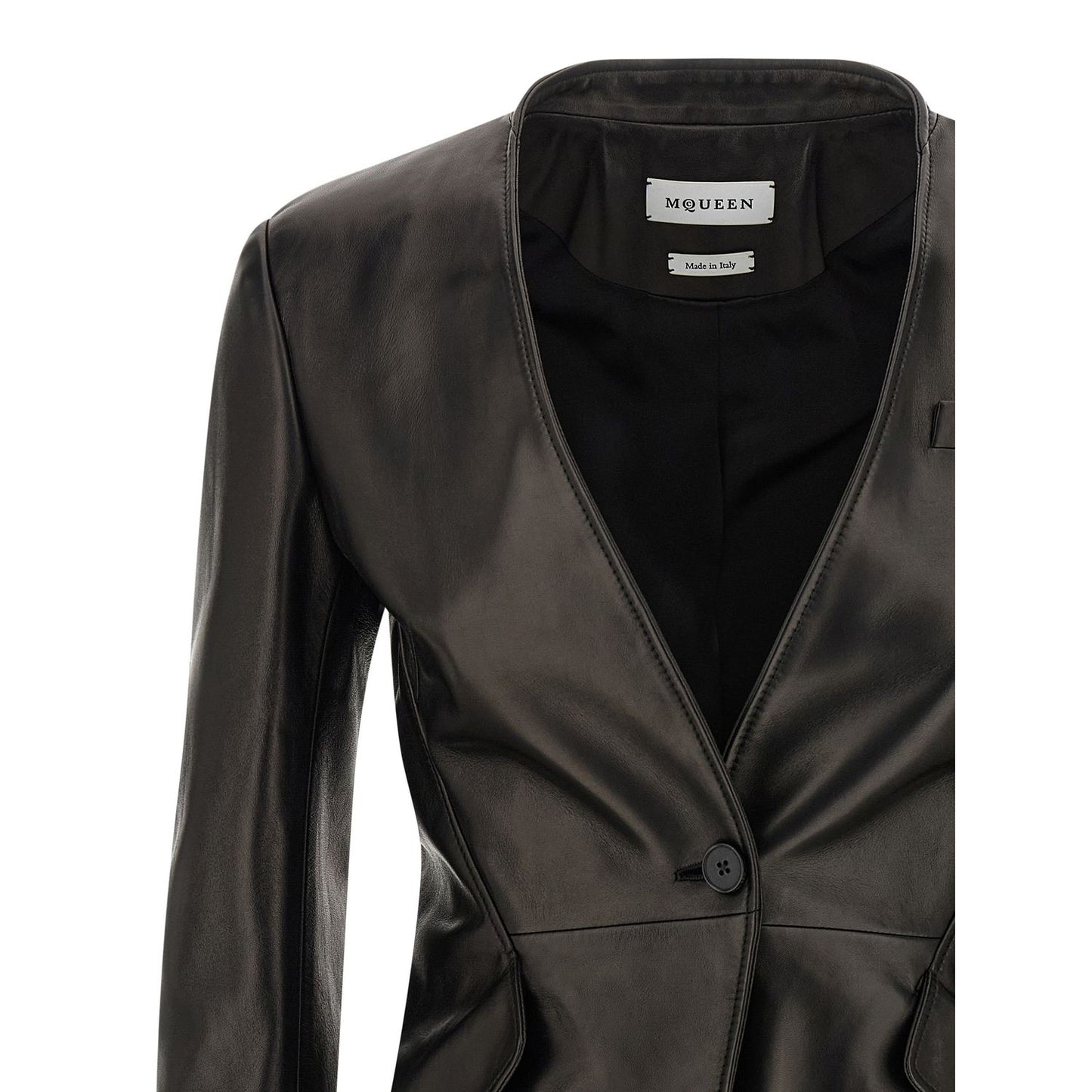 Alexander McQueen Black Lamb Leather Blazer