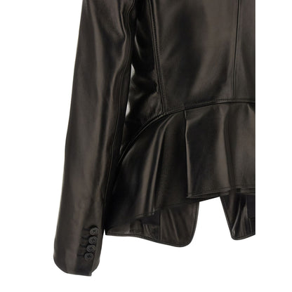 Alexander McQueen Black Lamb Leather Blazer