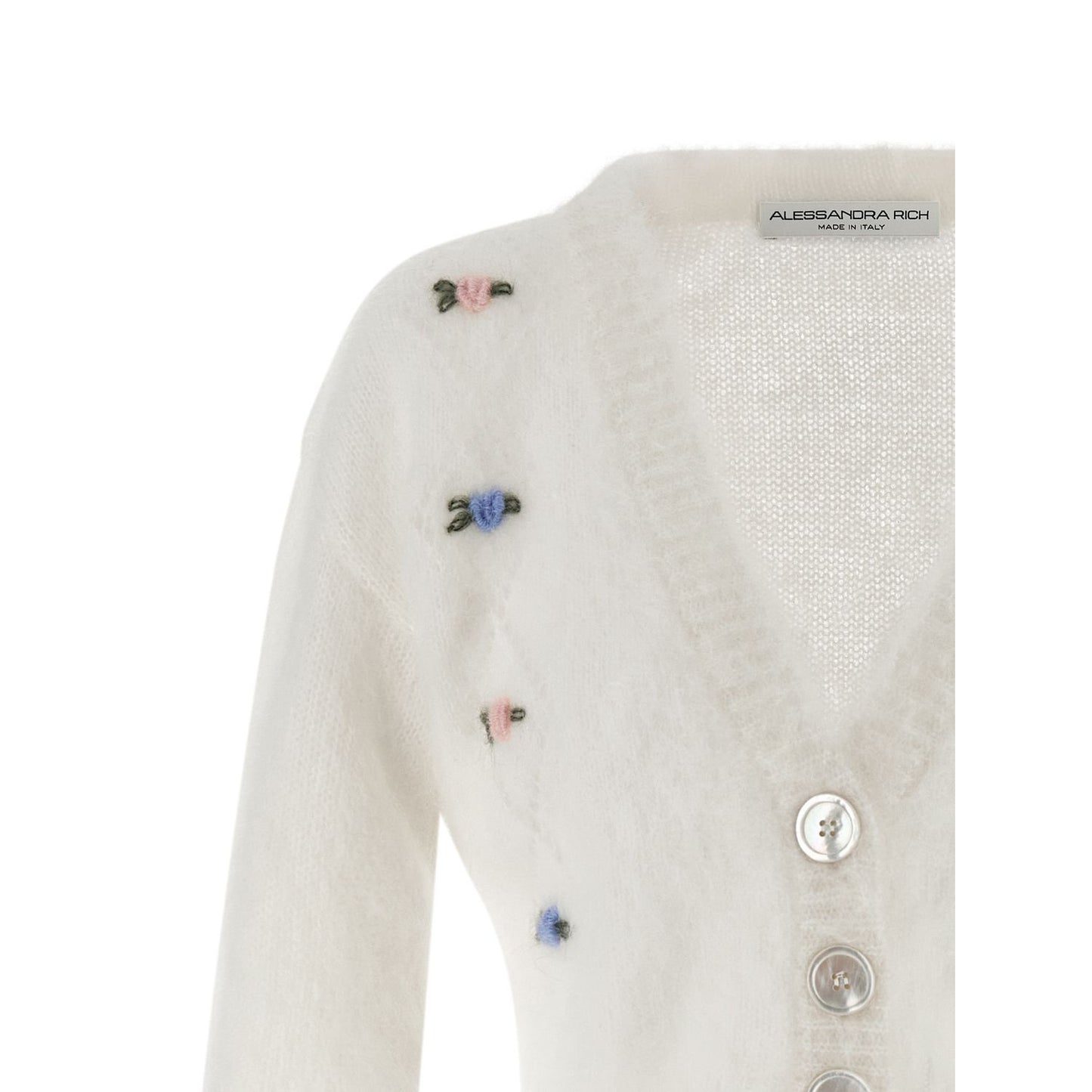 Alessandra Rich White Wool Cardigan