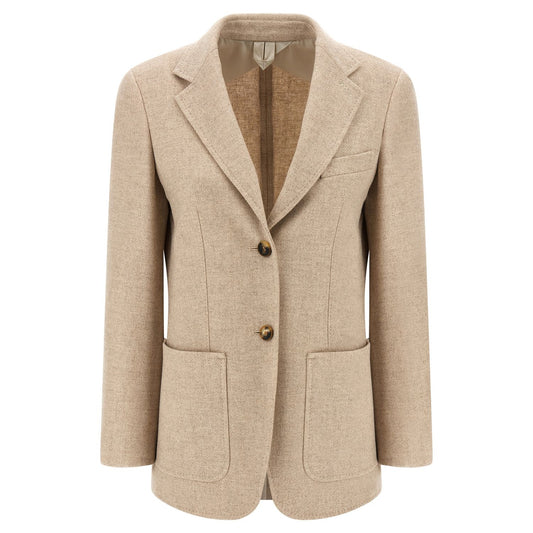 Max Mara Beige Alpaca Leather Blazer