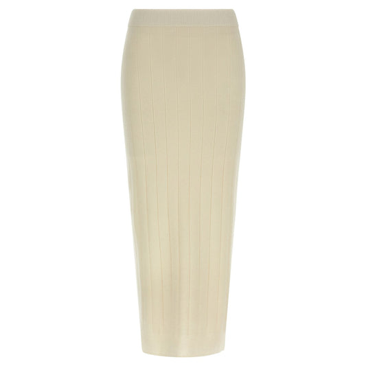 Max Mara White Cashmere Midi Skirt