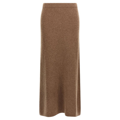 Max Mara Gray Cashmere Midi Skirt