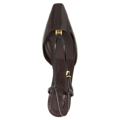 Fendi Brown Lamb Leather Mid Heel Pumps