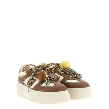 Fendi Multicolor Calfskin Platform Sneakers