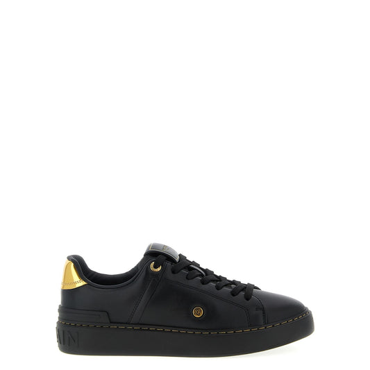 Balmain Black Lamb Leather Low Top Sneakers