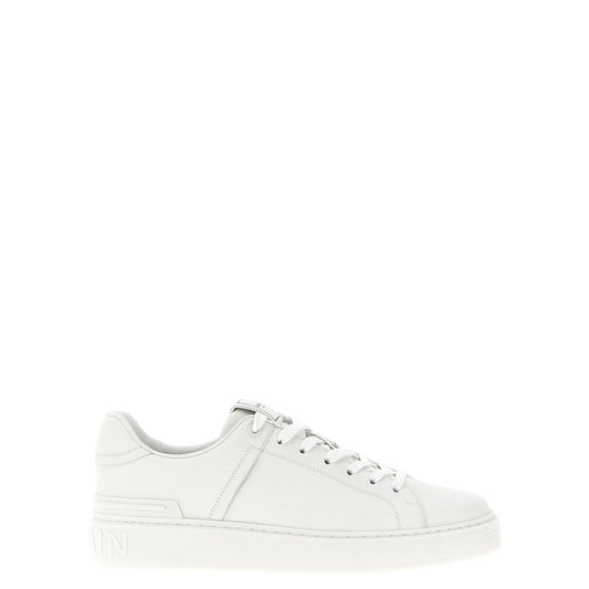Balmain White Calfskin Low Top Sneakers