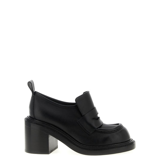 Moschino Black Leather Platform Loafers
