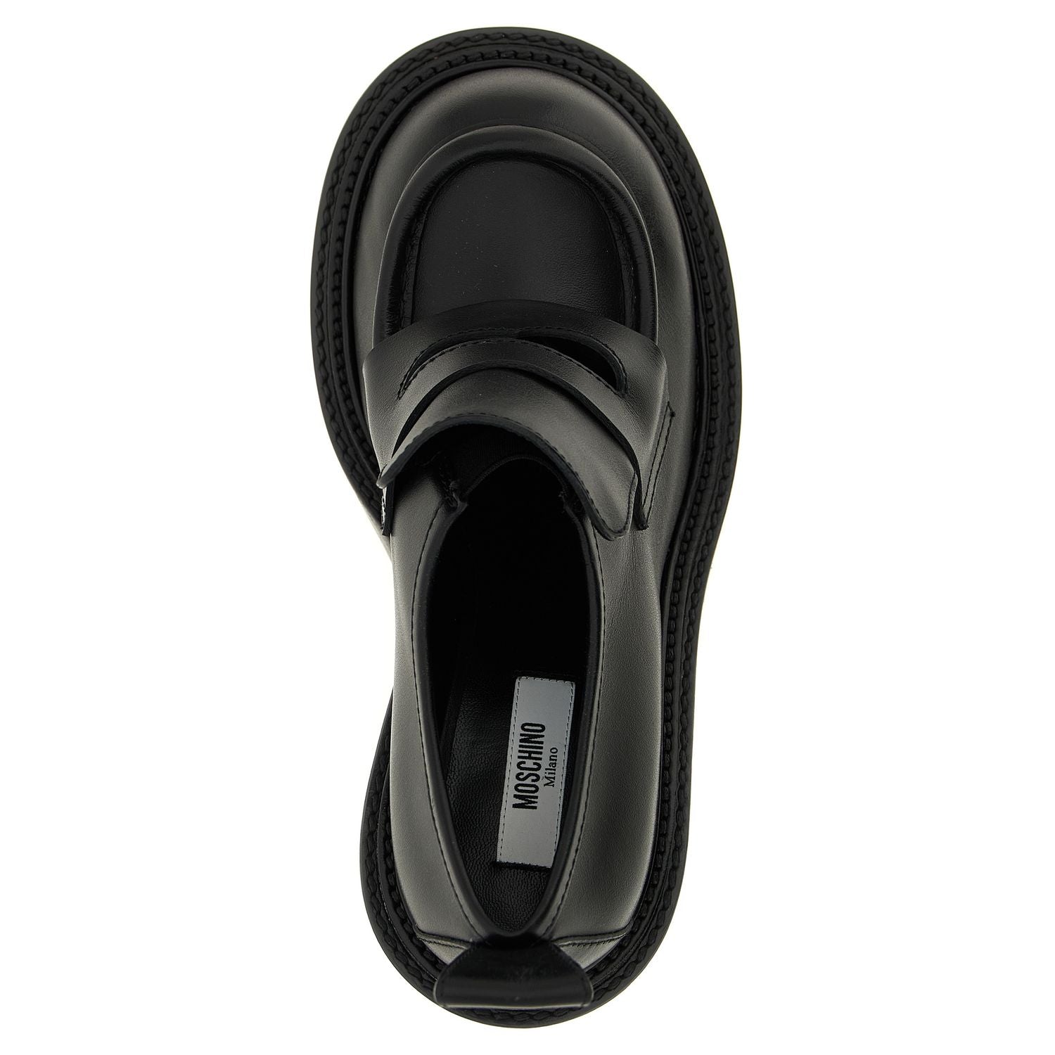 Moschino Black Leather Platform Loafers
