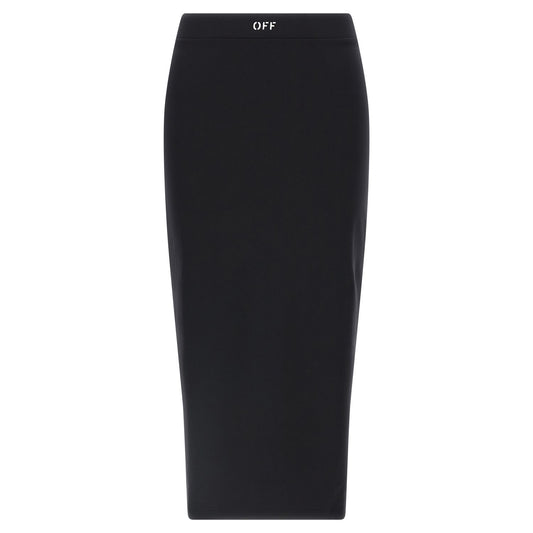 Off-White Black Polyamide Midi Skirt