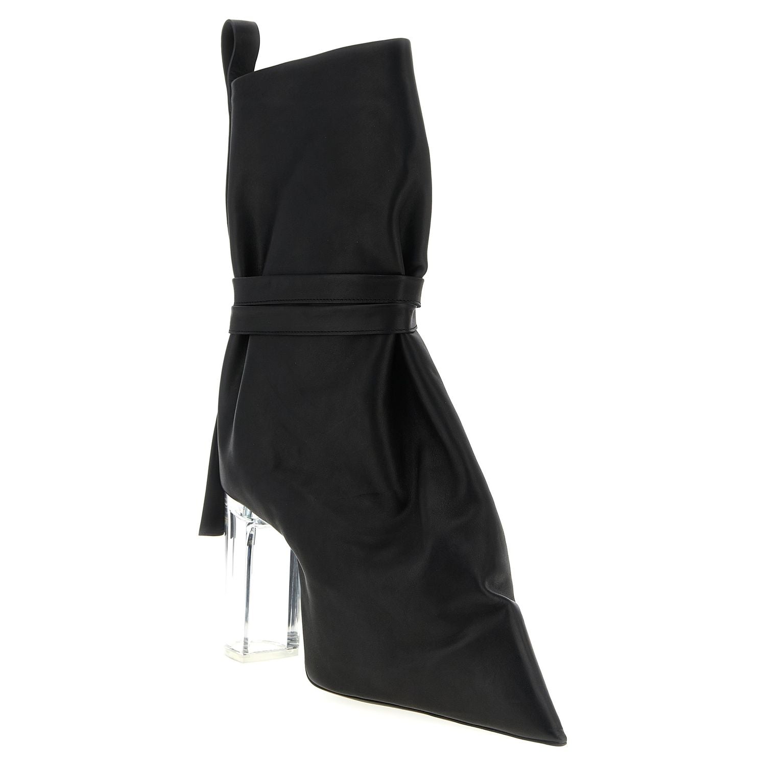 Rick Owens Black Cowhide Ankle Boots