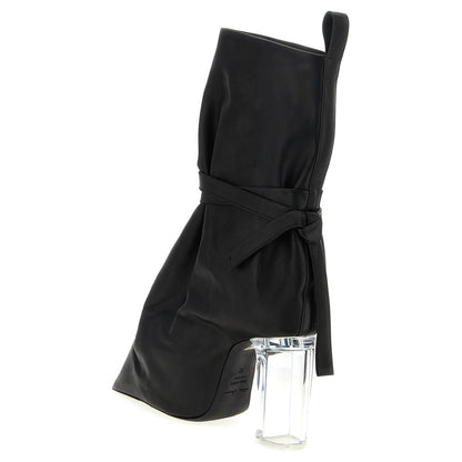 Rick Owens Black Cowhide Ankle Boots