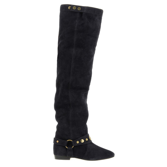 Isabel Marant Black Calfskin Over The Knee
