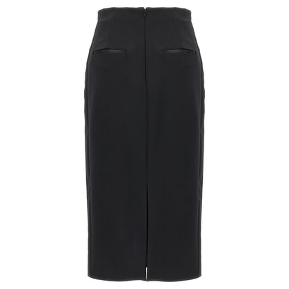 Max Mara Black Viscose Midi Skirt