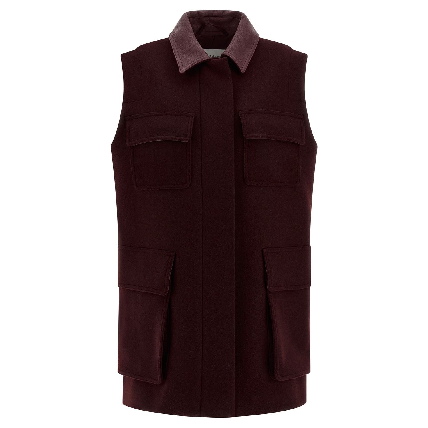 Max Mara Bordeaux Virgin Wool Sleeveless Jacket
