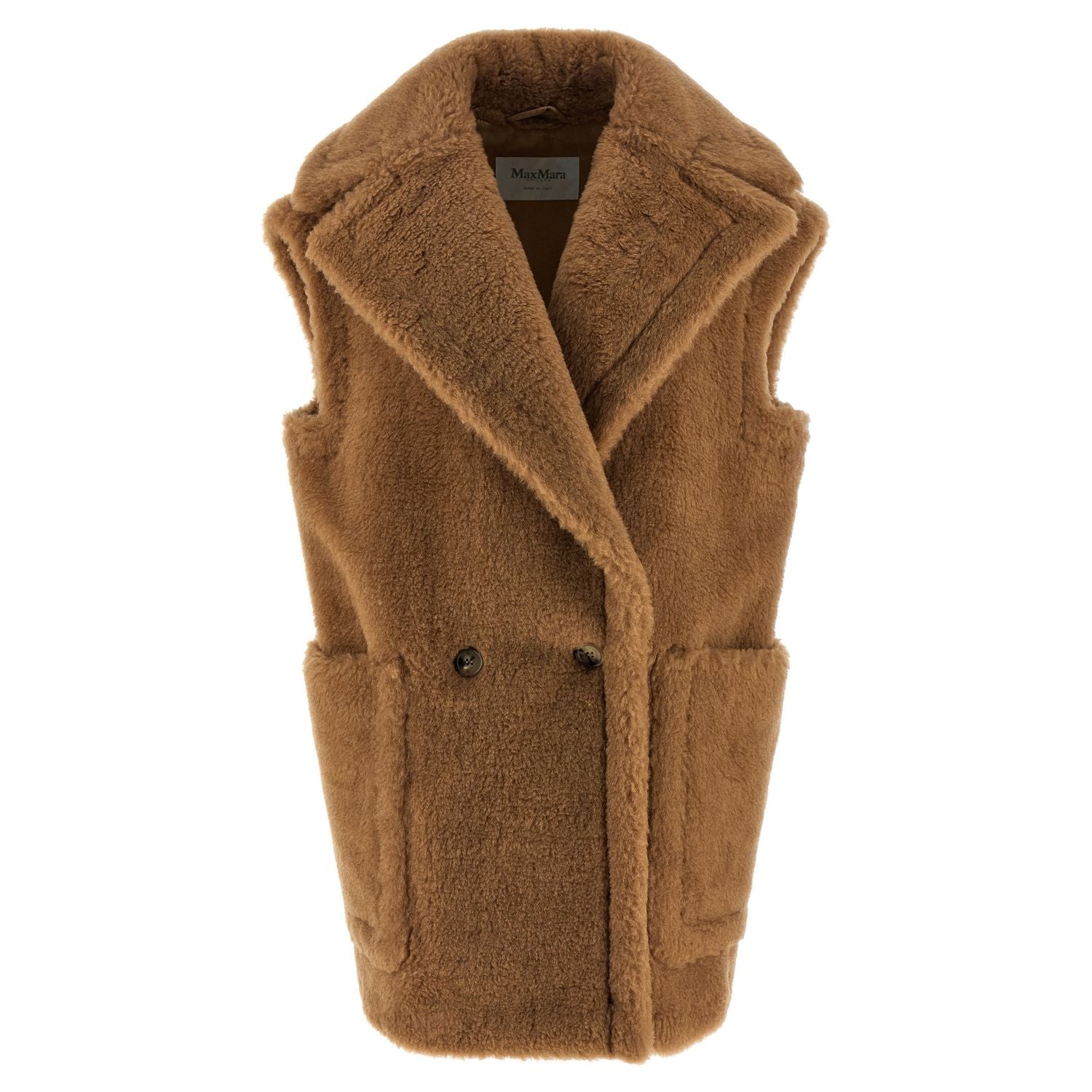 Max Mara Beige Wool Sleeveless Jacket