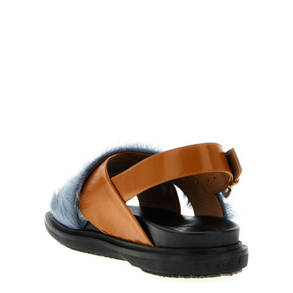Marni Multicolor Lamb Leather Flat Sandals