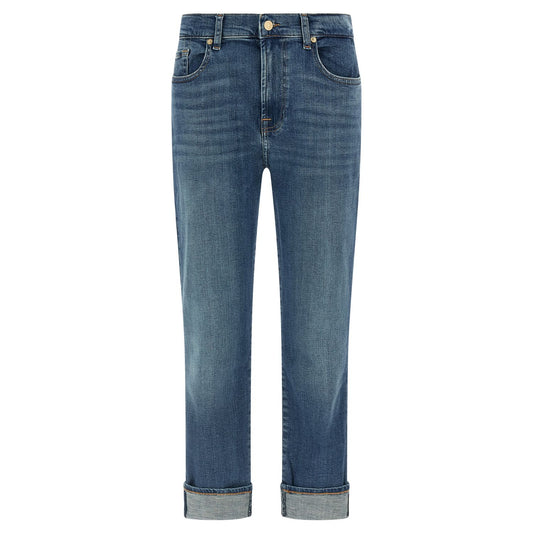 7 For All Mankind Blue Cotton Relaxed Fit Jeans