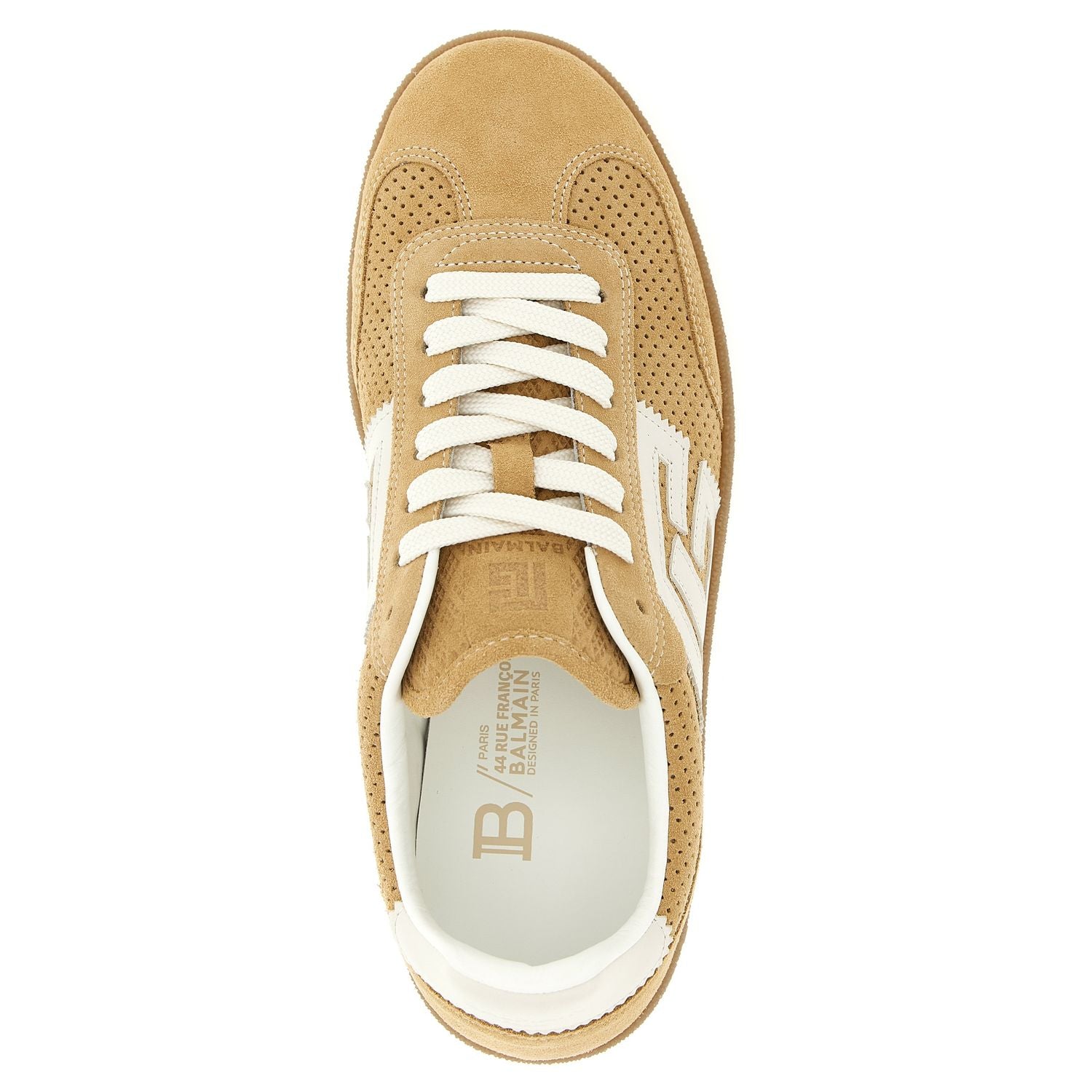 Balmain Beige Calfskin Low Top Sneakers