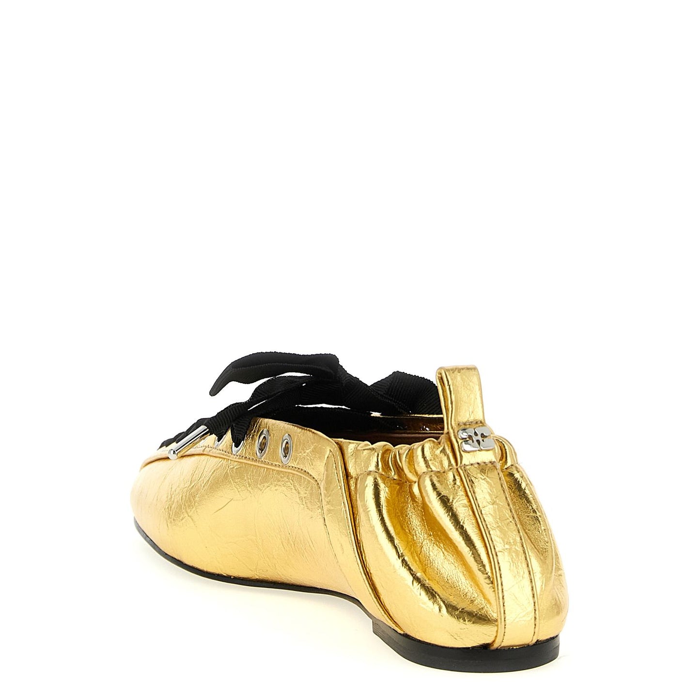 Ganni Gold Polyethylene Ballet Flats