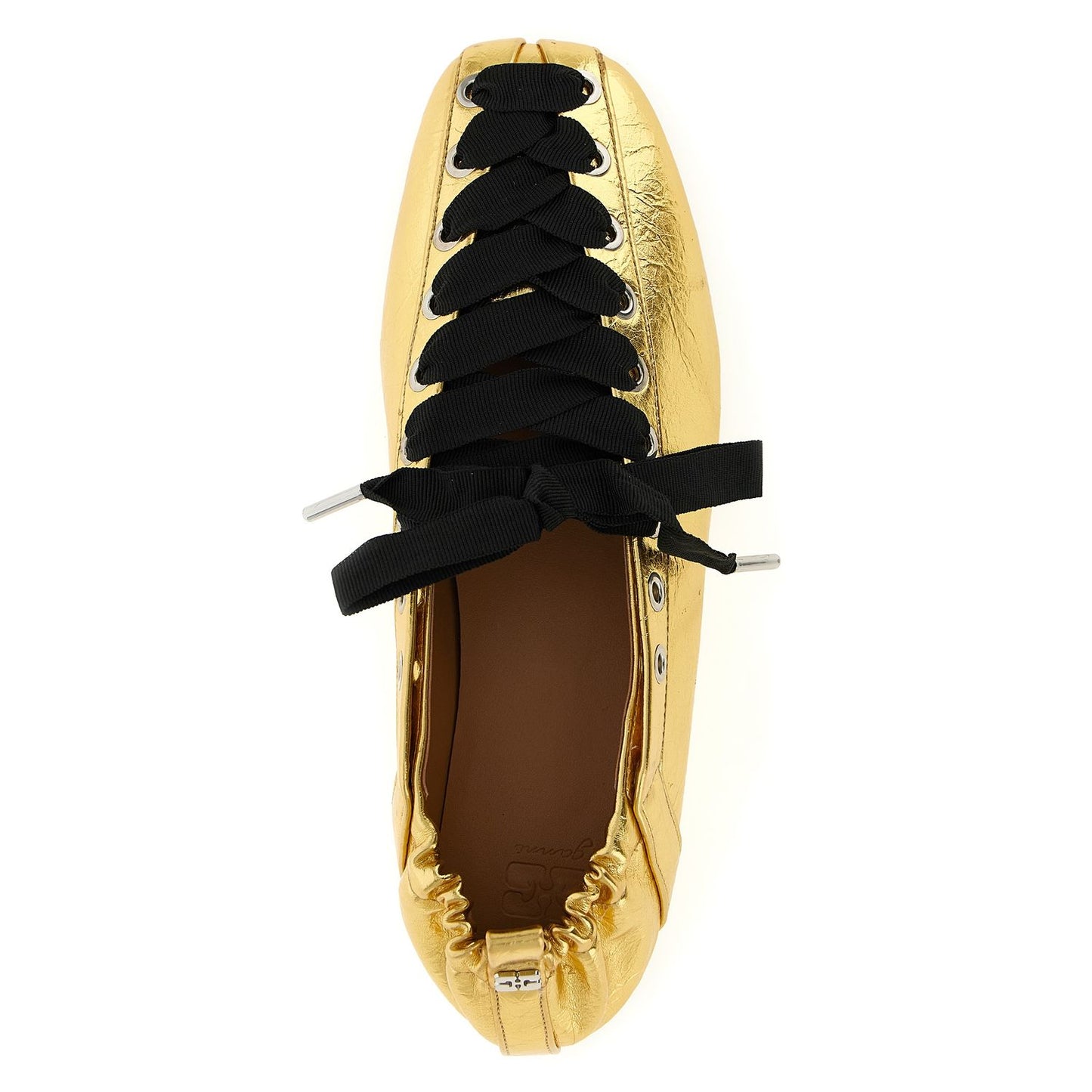 Ganni Gold Polyethylene Ballet Flats