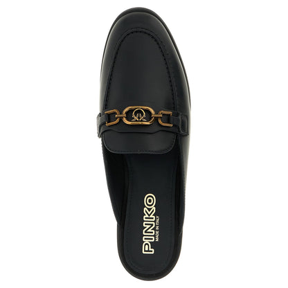 PINKO Black Calfskin Slides